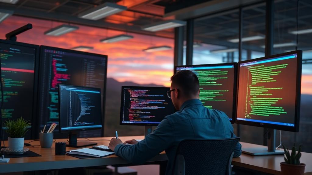 Back End Developer at work — Images and Photos created by www.High-Salary-Jobs.com — The Website that Shows you real Work Incomes in Relation to Roles and Education