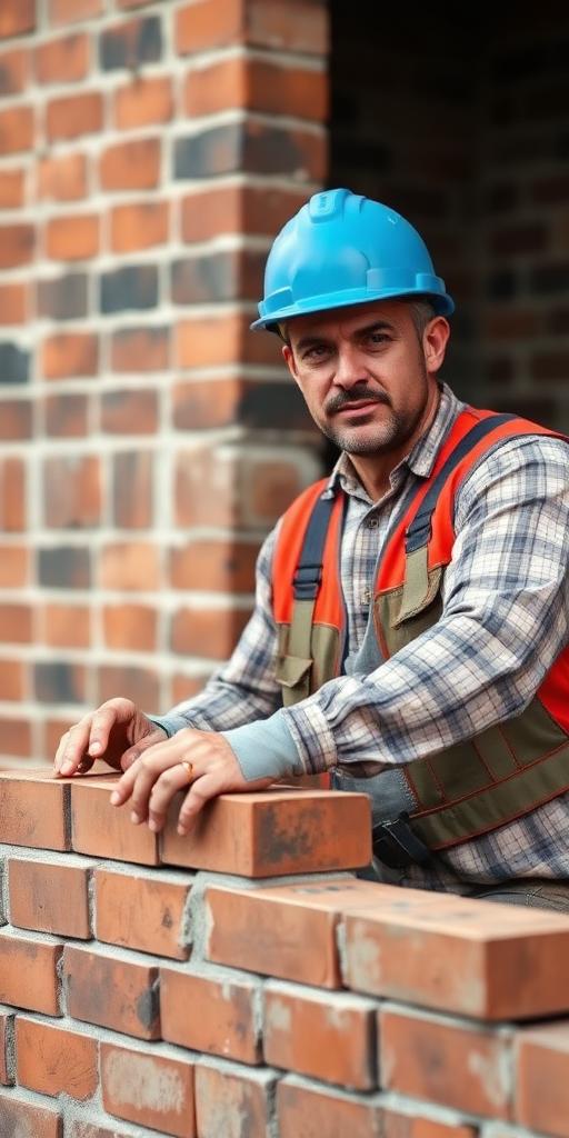 Bricklayer at work — Images and Photos created by www.High-Salary-Jobs.com — The Website that Shows you real Work Incomes in Relation to Roles and Education