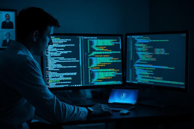 Smart contract security auditor reviewing code line by line on screen
