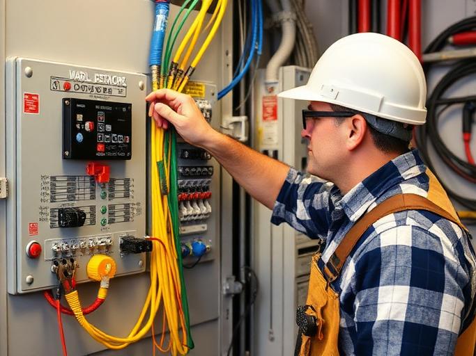 Electrician at work — Images and Photos created by www.High-Salary-Jobs.com — The Website that Shows you real Work Incomes in Relation to Roles and Education