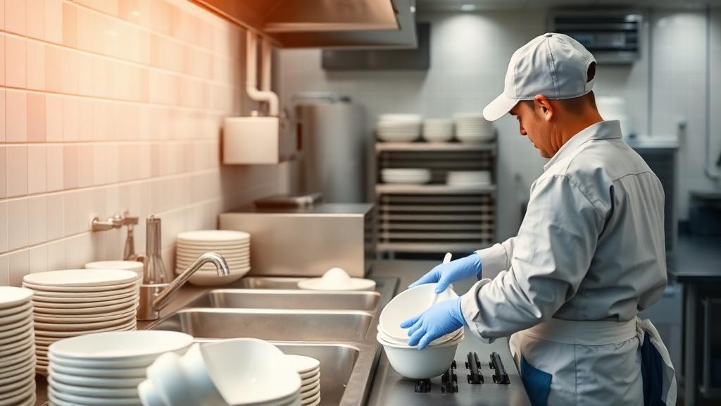 Kitchen Hand at work — Images and Photos created by www.High-Salary-Jobs.com — The Website that Shows you real Work Incomes in Relation to Roles and Education