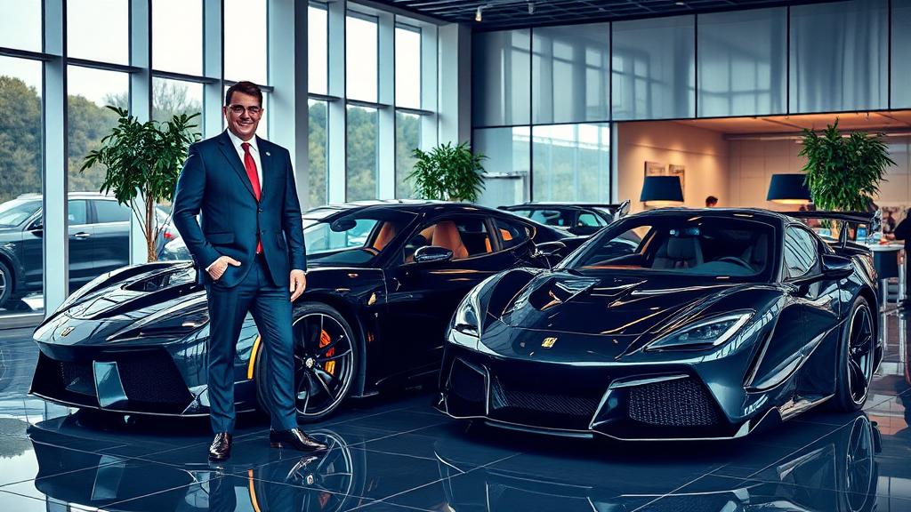 Luxury Car Salesperson at work — Images and Photos created by www.High-Salary-Jobs.com — The Website that Shows you real Work Incomes in Relation to Roles and Education