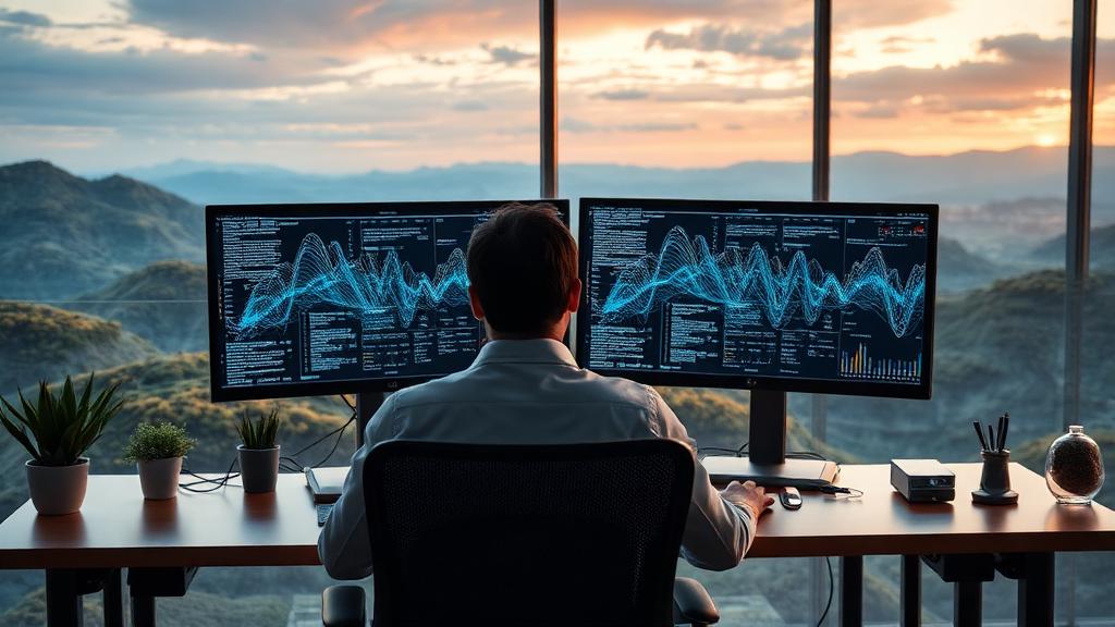Machine Learning Engineer at work — Images and Photos created by www.High-Salary-Jobs.com — The Website that Shows you real Work Incomes in Relation to Roles and Education