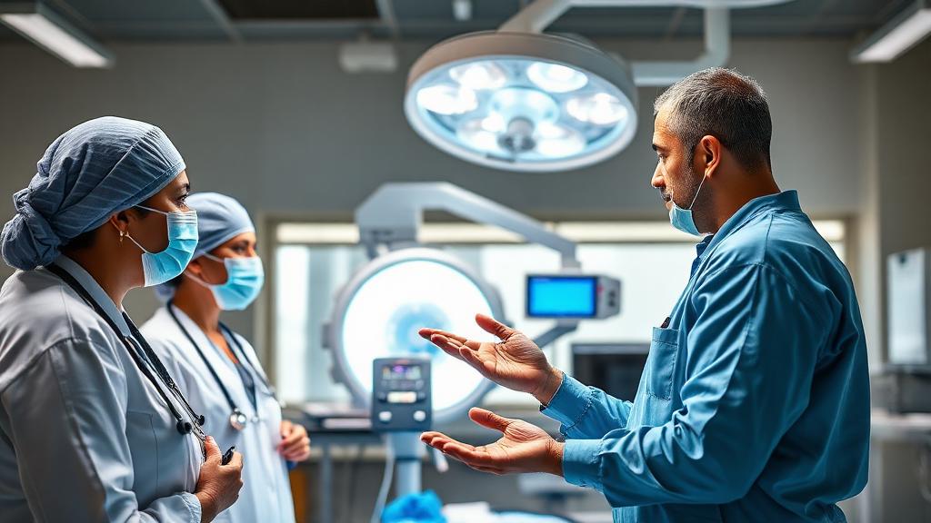 Medical Device Sales Rep at work — Images and Photos created by www.High-Salary-Jobs.com — The Website that Shows you real Work Incomes in Relation to Roles and Education