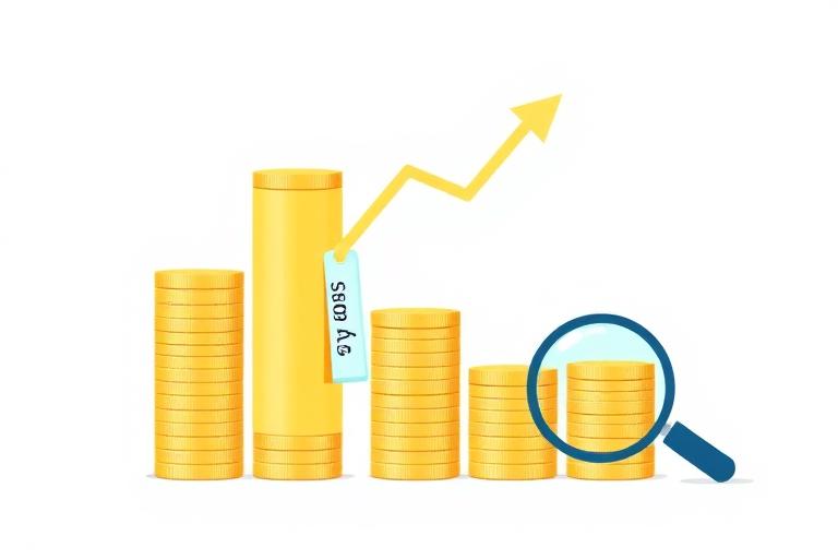 Illustration of rising gold coin stacks with salary tags and a magnifying glass, representing salary rankings by the numbers. Images and Photos created by www.High-Salary-Jobs.com — The Website that Shows you real Work Incomes in Relation to Roles and Education
