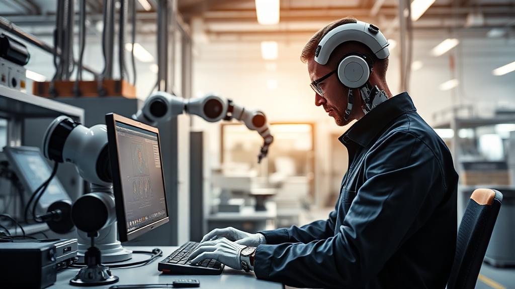 Robotics Engineer at work — Images and Photos created by www.High-Salary-Jobs.com — The Website that Shows you real Work Incomes in Relation to Roles and Education