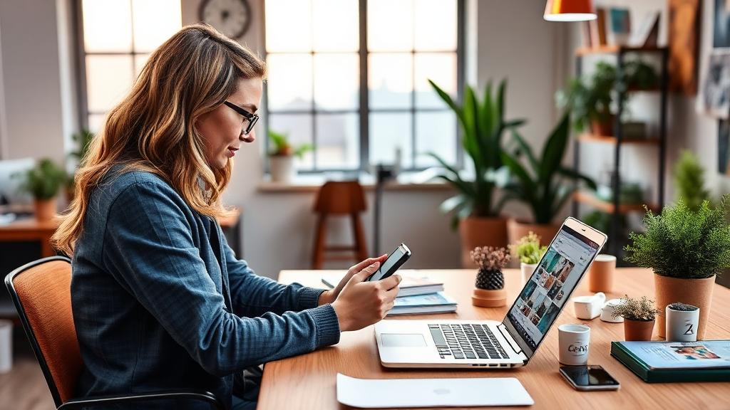 Social Media Manager at work — Images and Photos created by www.High-Salary-Jobs.com — The Website that Shows you real Work Incomes in Relation to Roles and Education