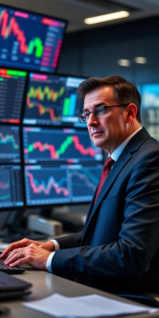 Stockbroker at work — Images and Photos created by www.High-Salary-Jobs.com — The Website that Shows you real Work Incomes in Relation to Roles and Education