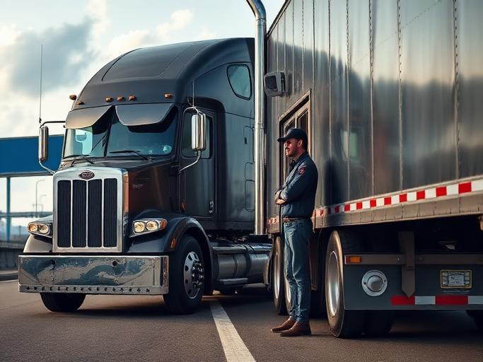 Truck Driver (Long Haul) at work — Images and Photos created by www.High-Salary-Jobs.com — The Website that Shows you real Work Incomes in Relation to Roles and Education